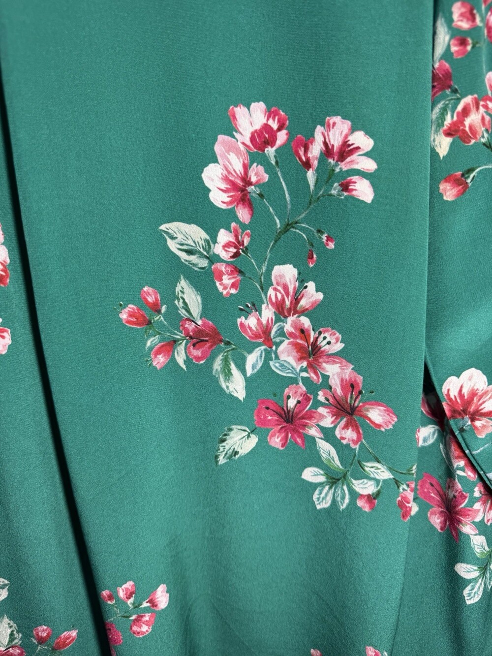 🪷NWT Sezane Elisa Silk Shirt Blouse Green Pink Floral Women's US 6/8 FR 3 - Picture 4 of 7